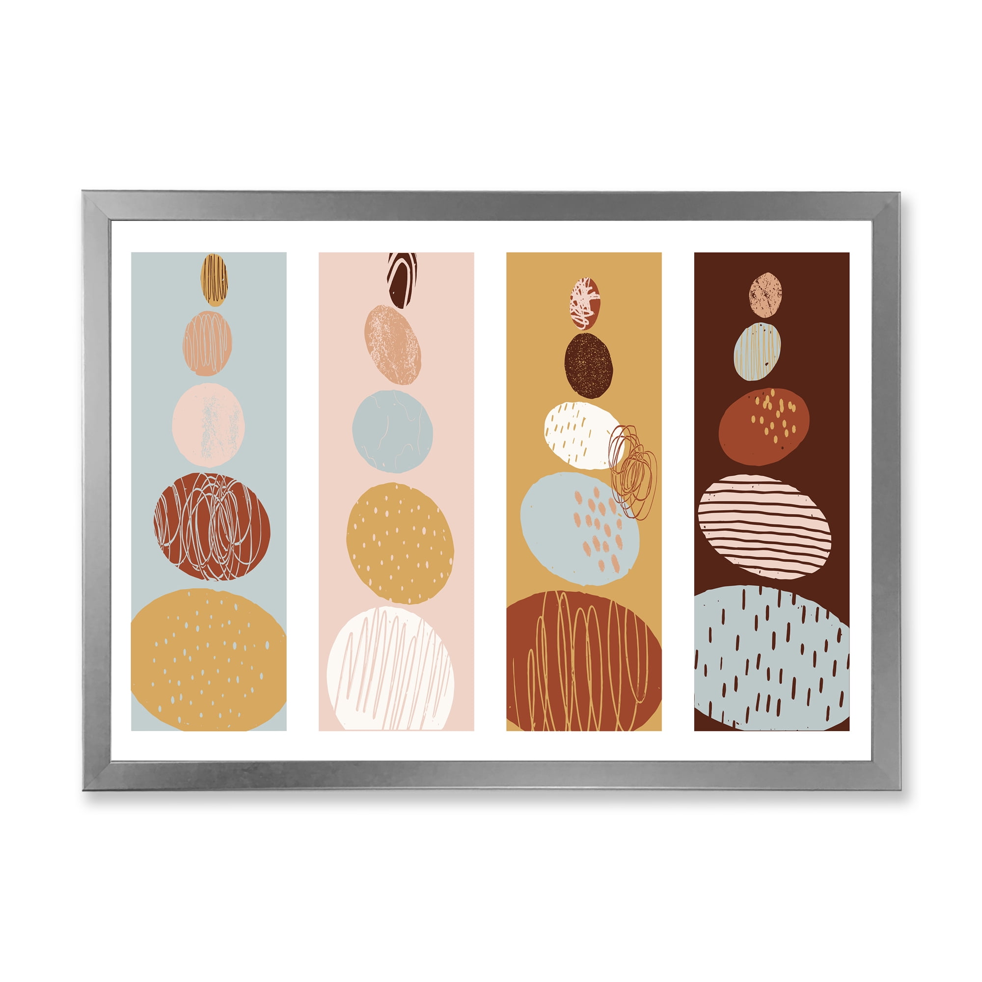 Designart 'Compostion Minimalistic of Organic Shaped Pebbles' Modern Framed Art Print