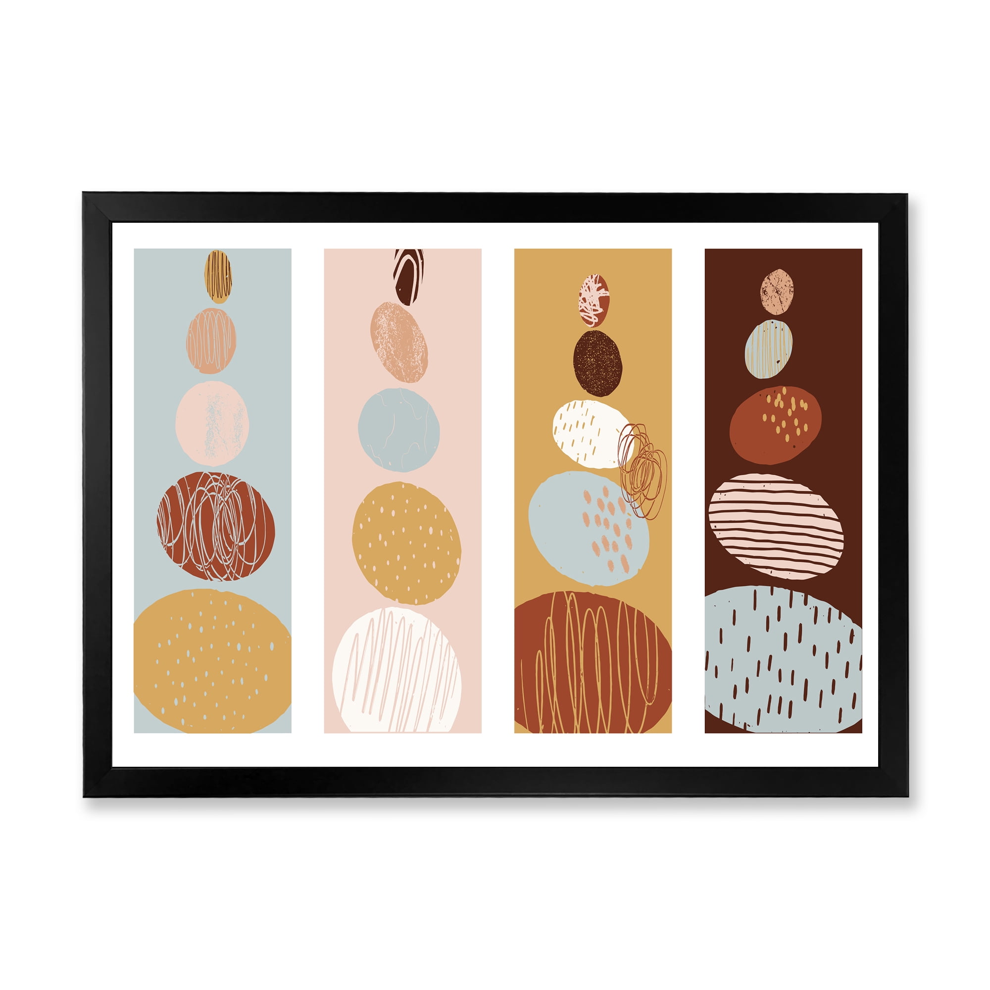 Designart 'Compostion Minimalistic of Organic Shaped Pebbles' Modern Framed Art Print