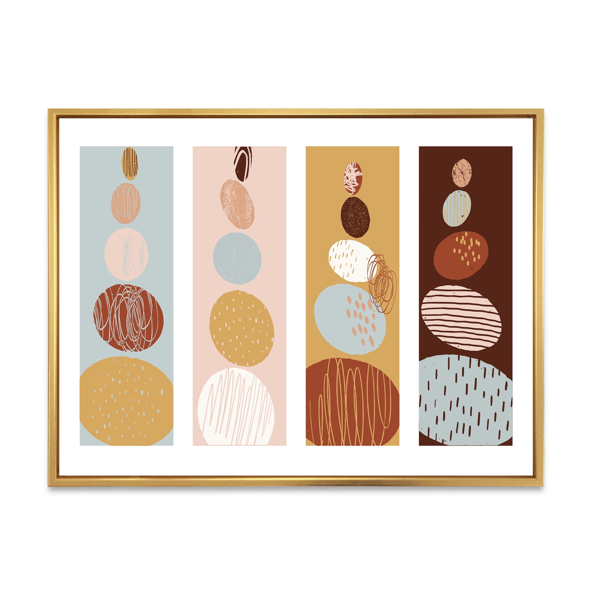 Designart 'Compostion Minimalistic of Organic Shaped Pebbles' Modern Framed Canvas Wall Art Print