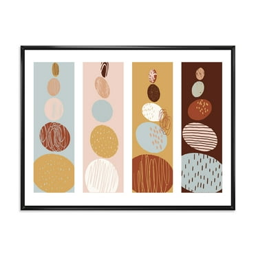 Designart 'Compostion Minimalistic of Organic Shaped Pebbles' Modern Framed Canvas Wall Art Print