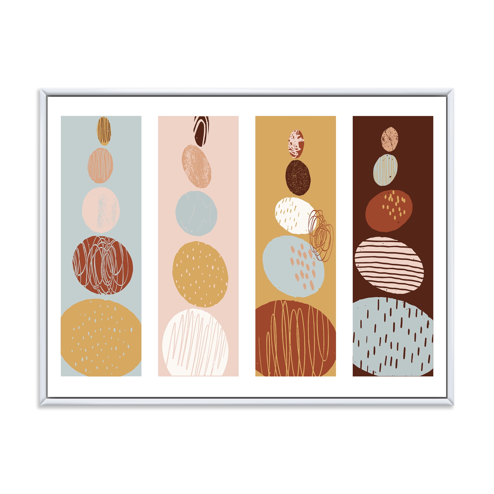 Designart 'Compostion Minimalistic of Organic Shaped Pebbles' Modern Framed Canvas Wall Art Print
