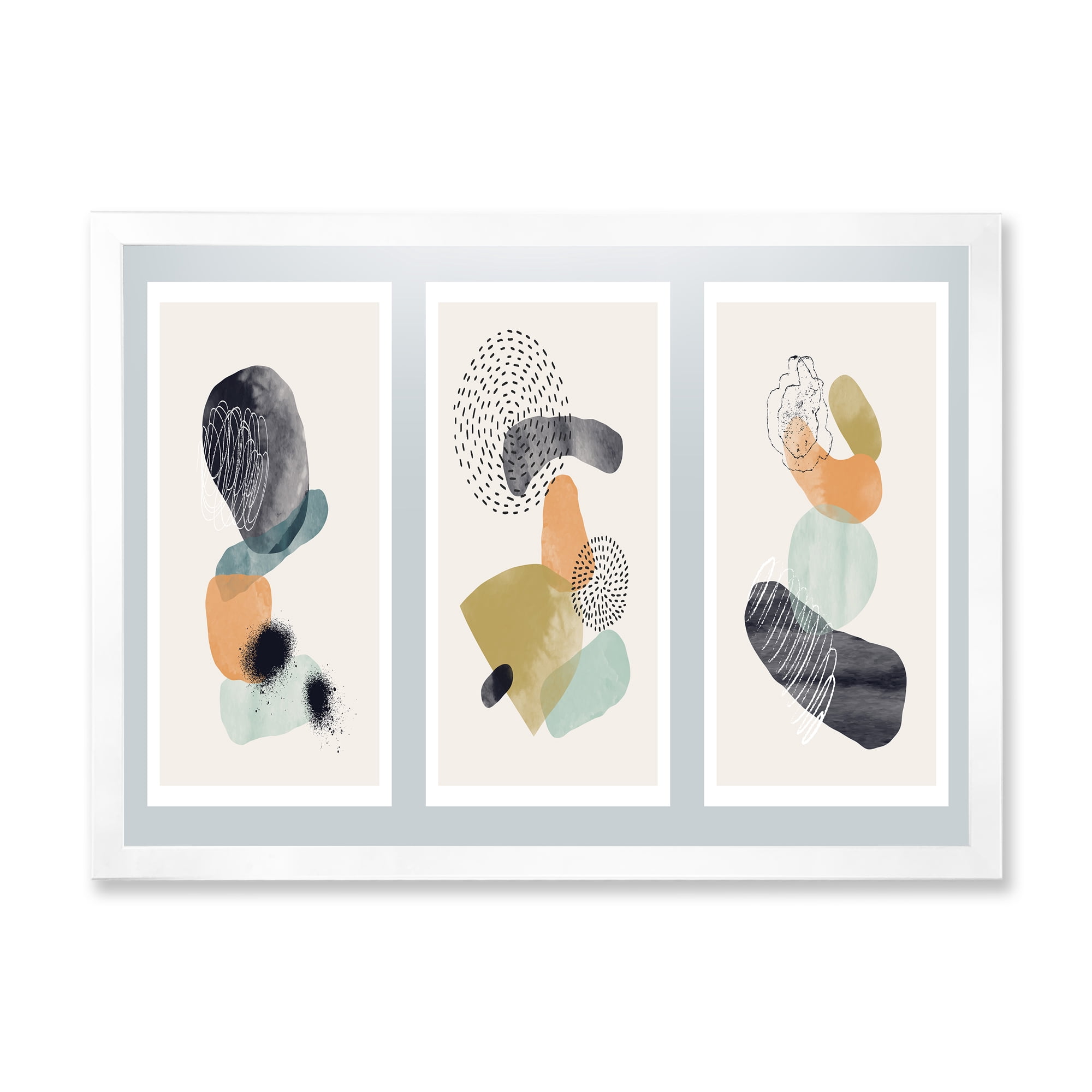Designart 'Compostion Minimalistic of Organic Shapes I' Modern Framed Art Print