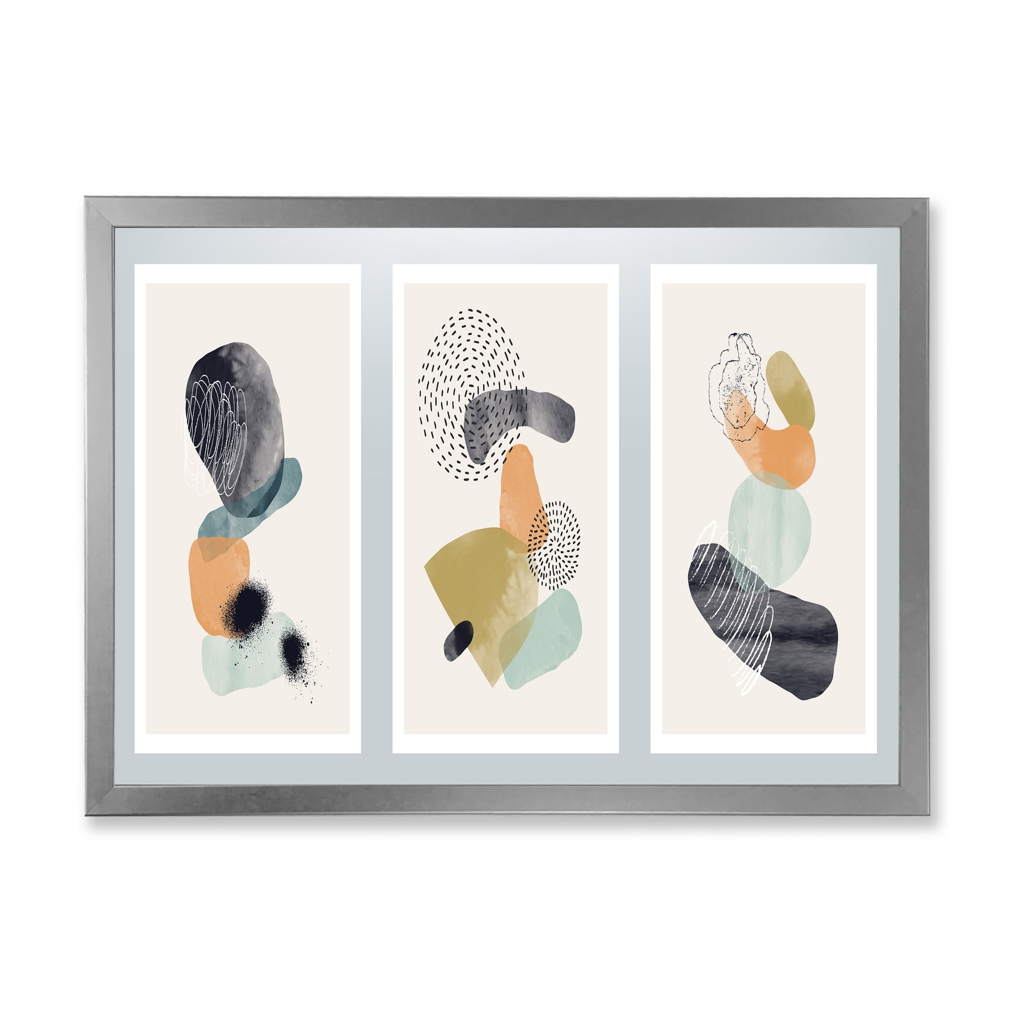 Designart 'Compostion Minimalistic of Organic Shapes I' Modern Framed Art Print