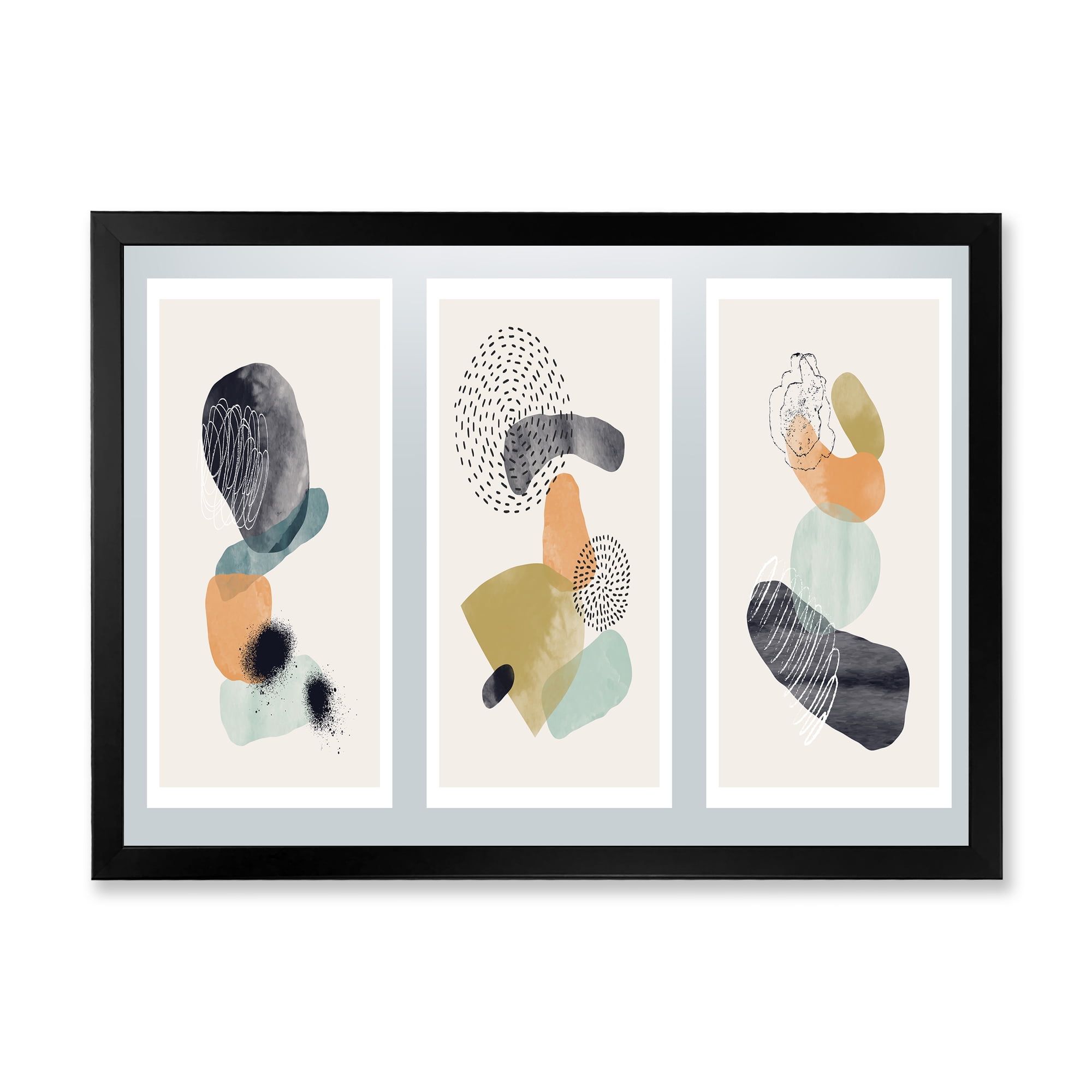 Designart 'Compostion Minimalistic of Organic Shapes I' Modern Framed Art Print