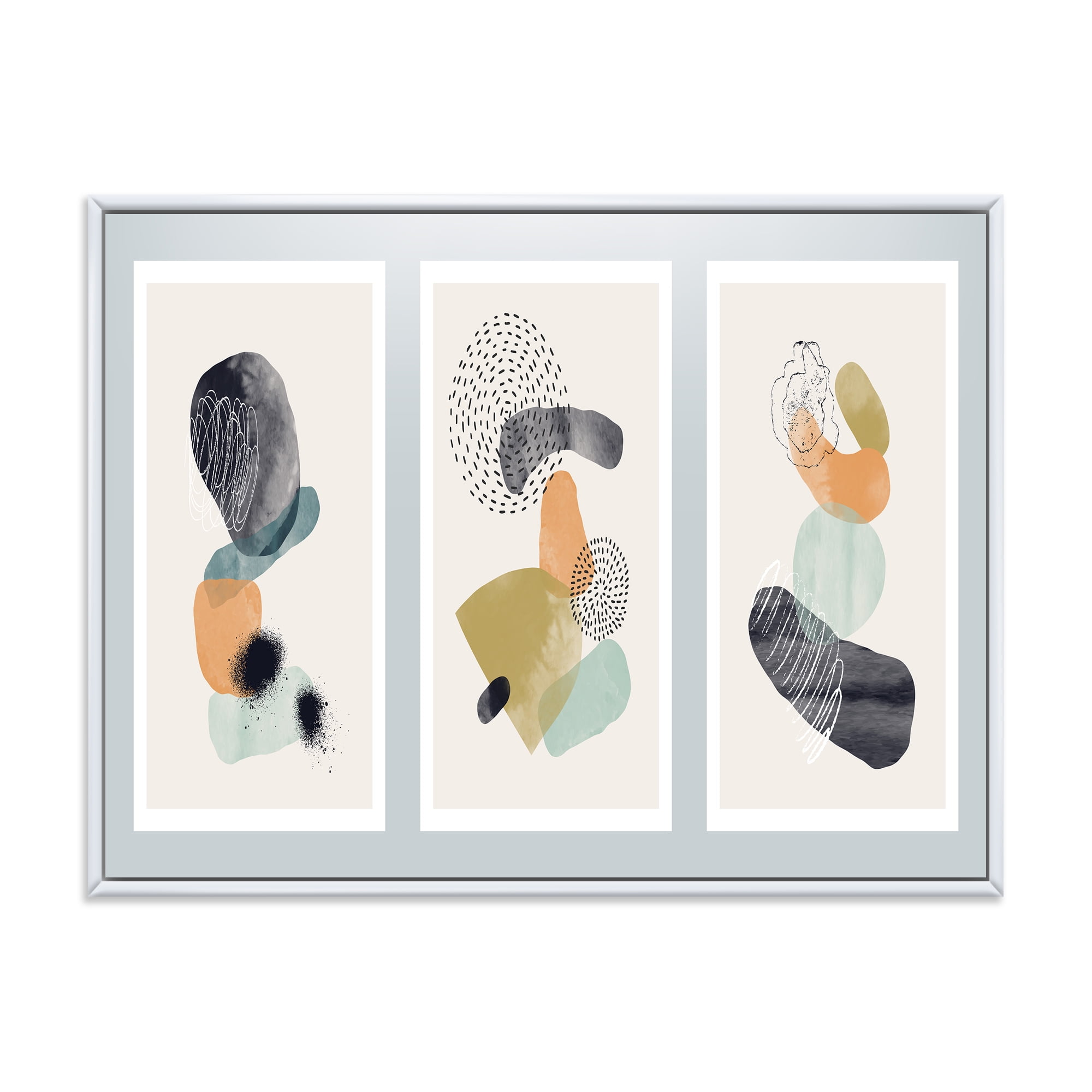 Designart 'Compostion Minimalistic of Organic Shapes I' Modern Framed Canvas Wall Art Print