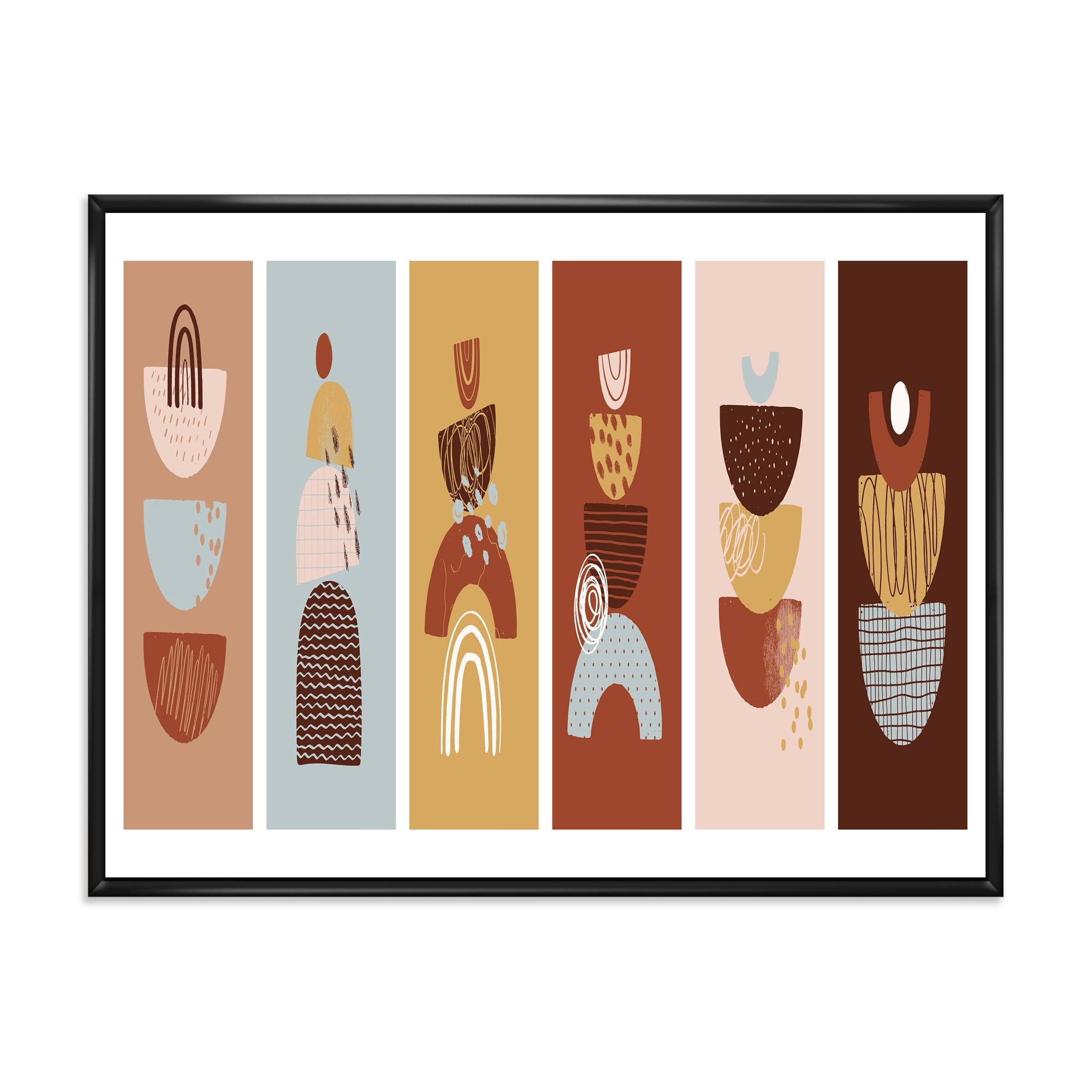 Designart 'Compostion Minimalistic of Organic Shapes II' Modern Framed Canvas Wall Art Print