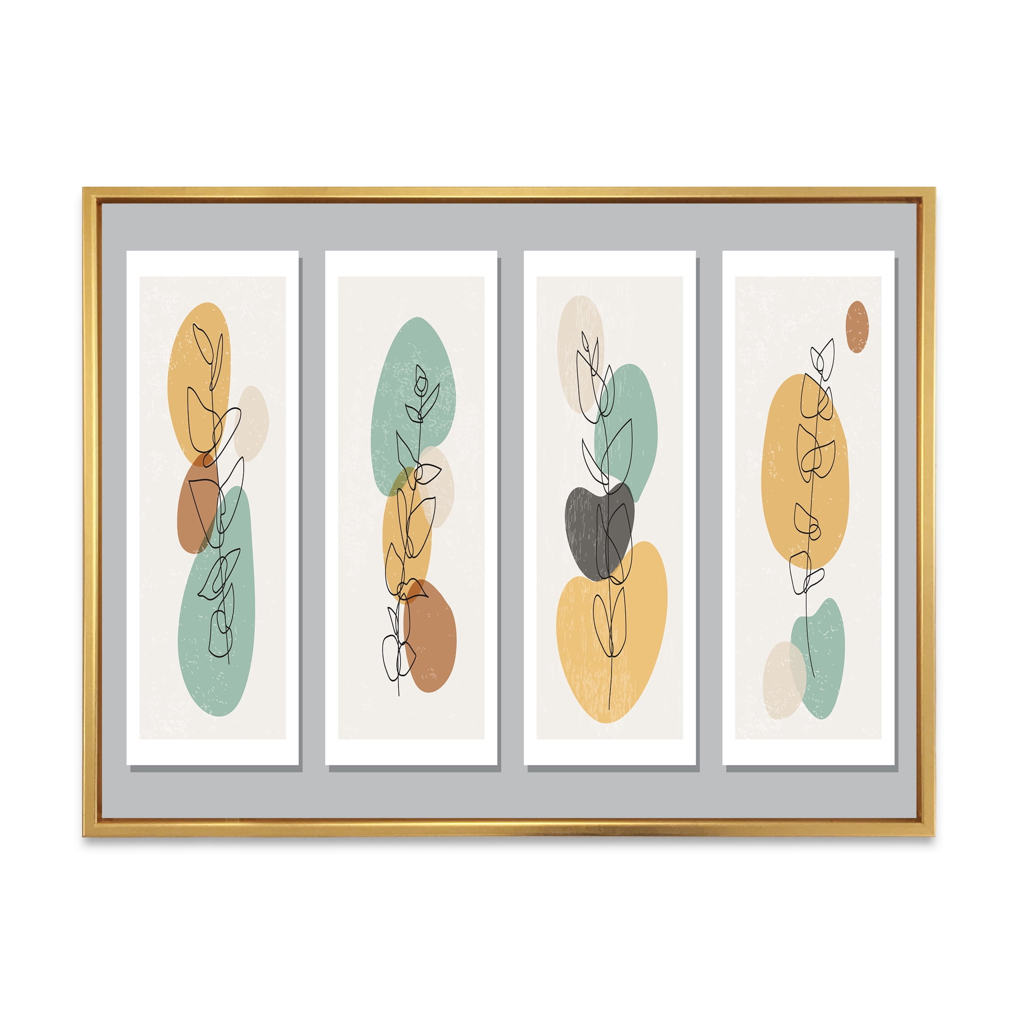 Designart 'Compostion Minimalistic of Organic Shapes III' Modern Framed Canvas Wall Art Print