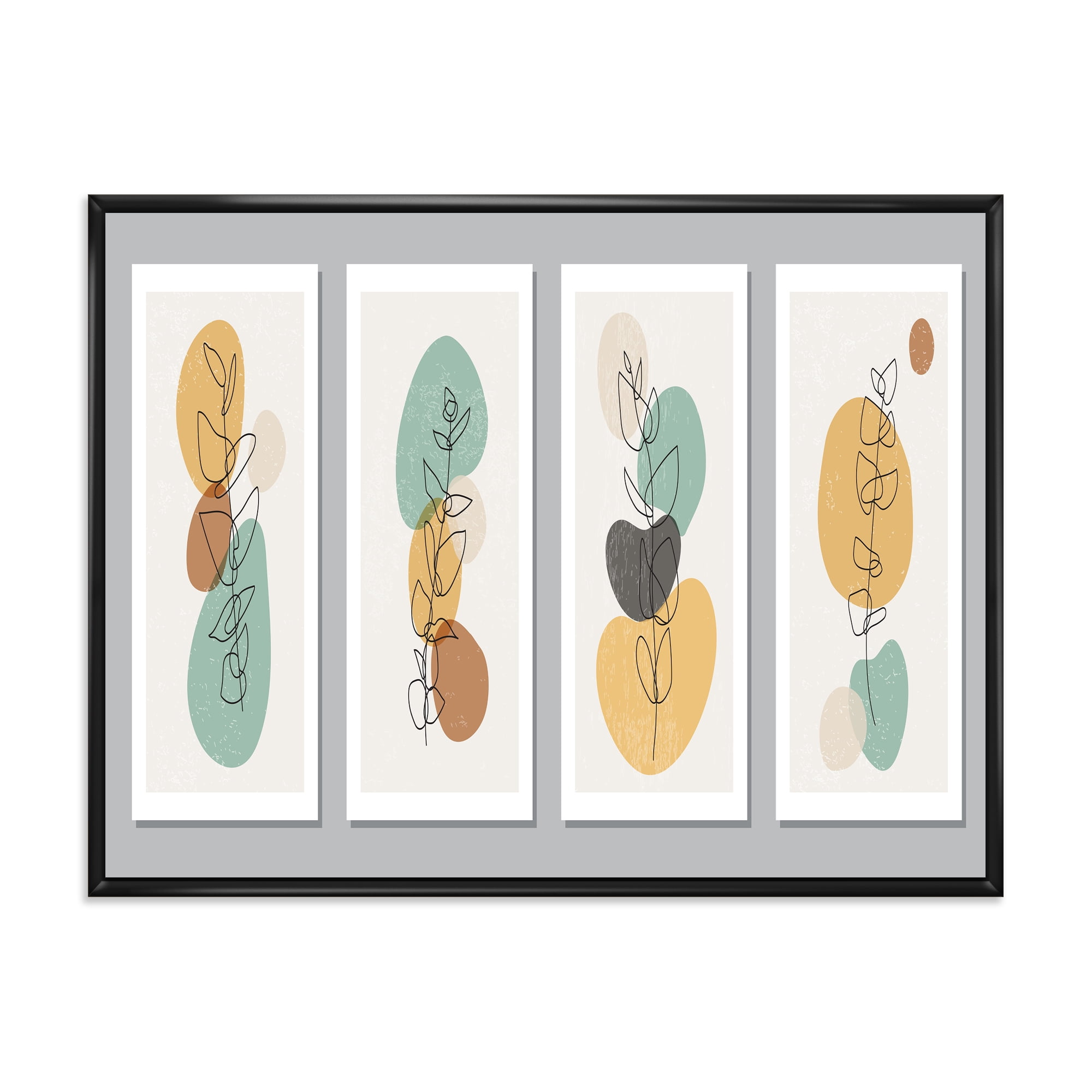 Designart 'Compostion Minimalistic of Organic Shapes III' Modern Framed Canvas Wall Art Print