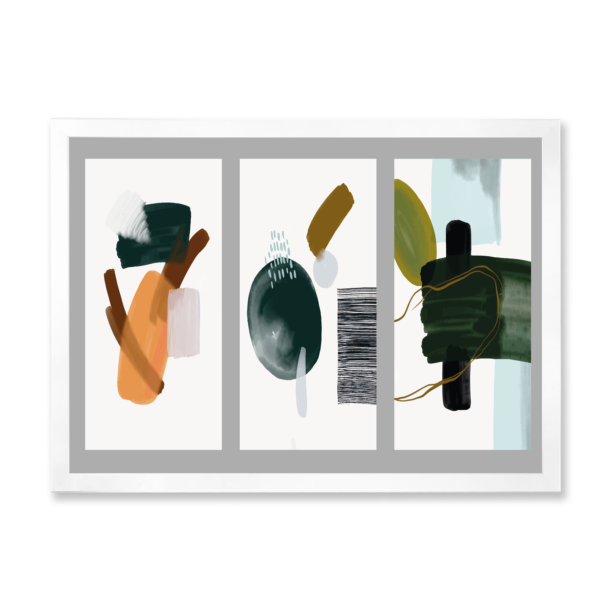 Designart 'Compostion Minimalistic of Organic Shapes IV' Modern Framed Art Print