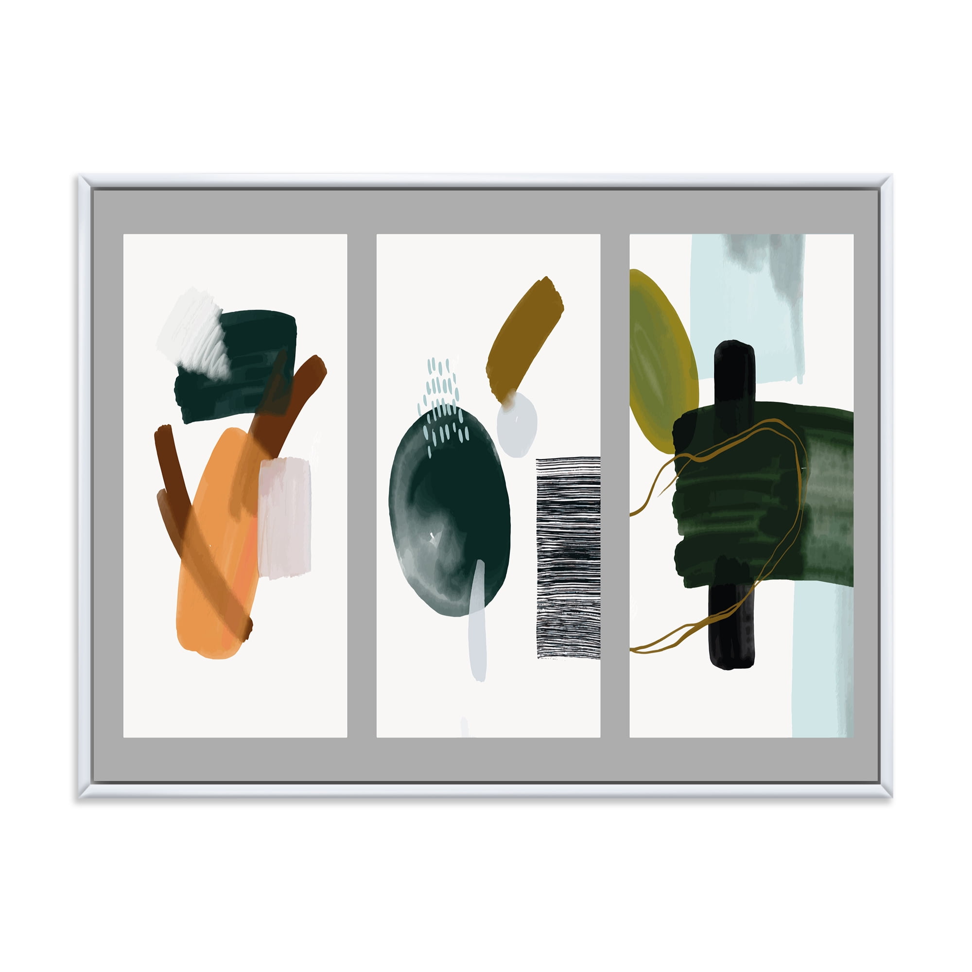 Designart 'Compostion Minimalistic of Organic Shapes IV' Modern Framed Canvas Wall Art Print