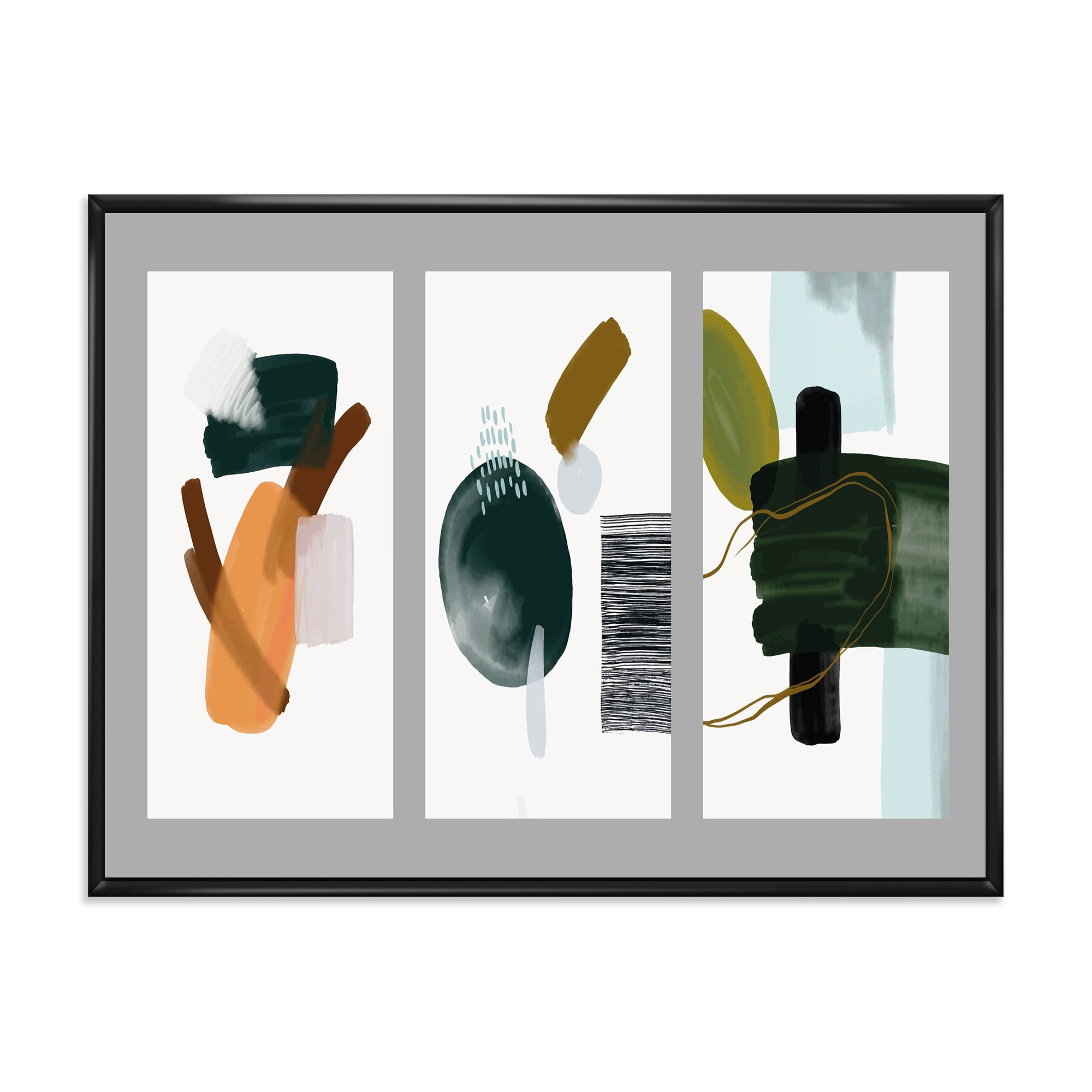 Designart 'Compostion Minimalistic of Organic Shapes IV' Modern Framed Canvas Wall Art Print