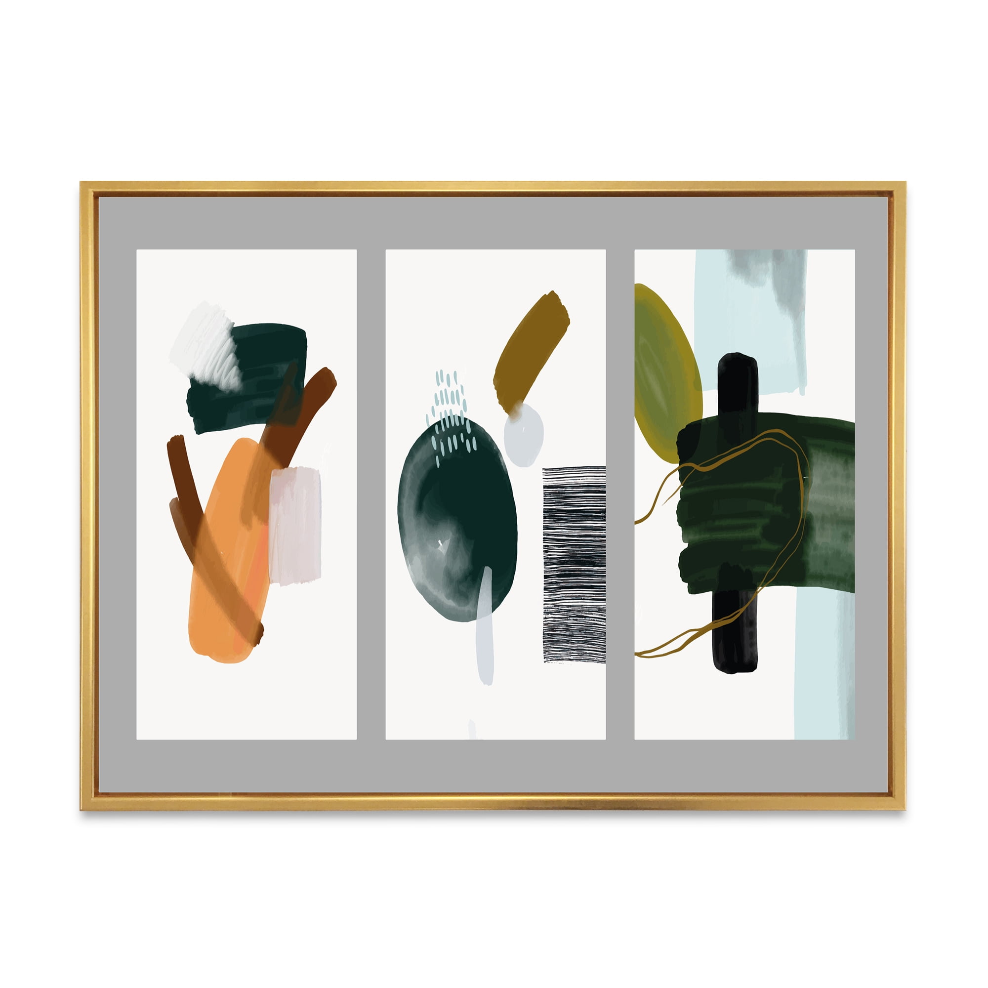 Designart 'Compostion Minimalistic of Organic Shapes IV' Modern Framed Canvas Wall Art Print