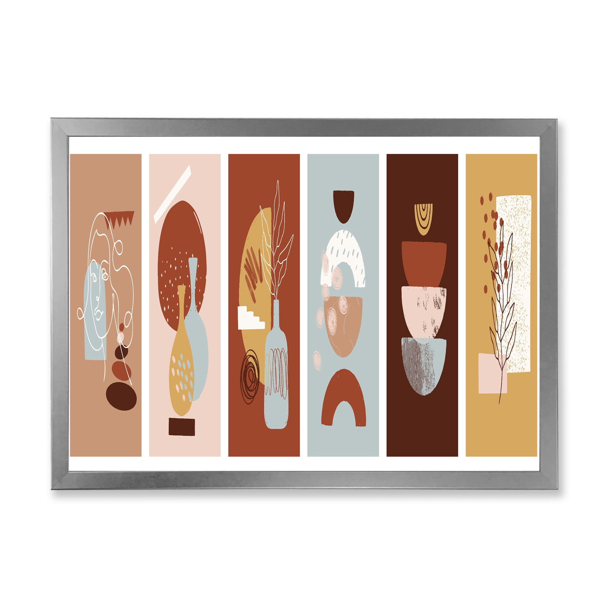 Designart 'Compostion Minimalistic of Organic Shapes V' Modern Framed Art Print
