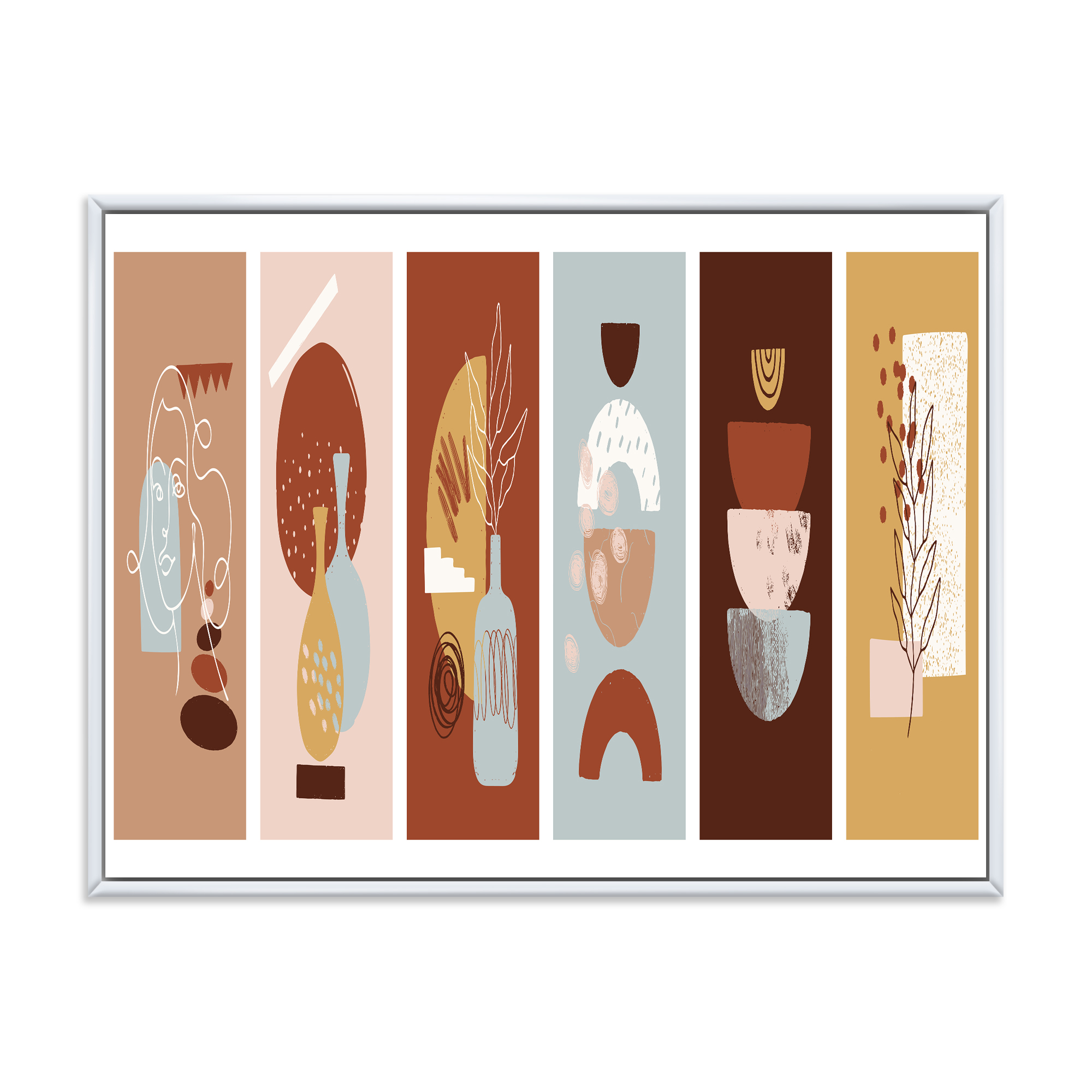 Designart 'Compostion Minimalistic of Organic Shapes V' Modern Framed Canvas Wall Art Print