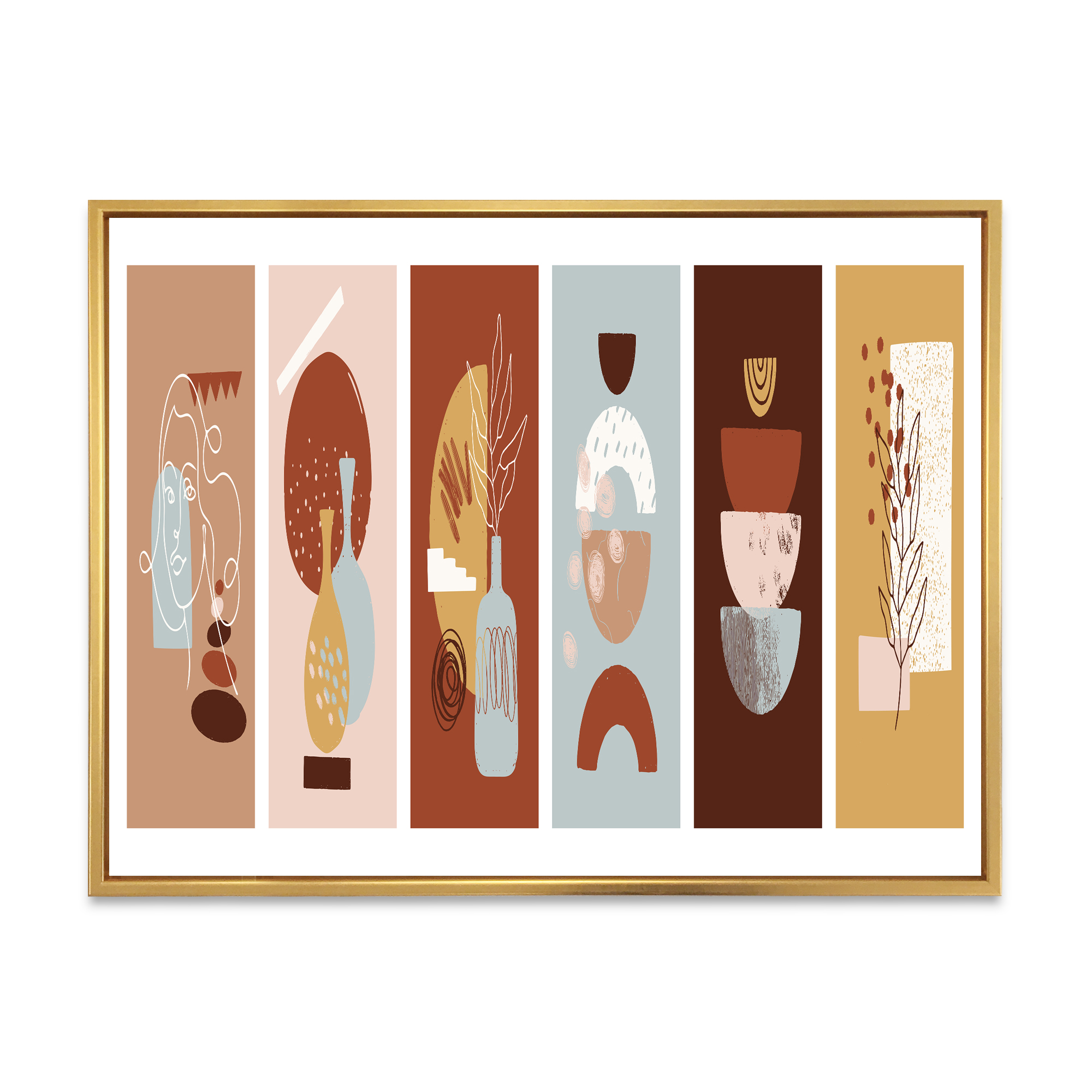 Designart 'Compostion Minimalistic of Organic Shapes V' Modern Framed Canvas Wall Art Print
