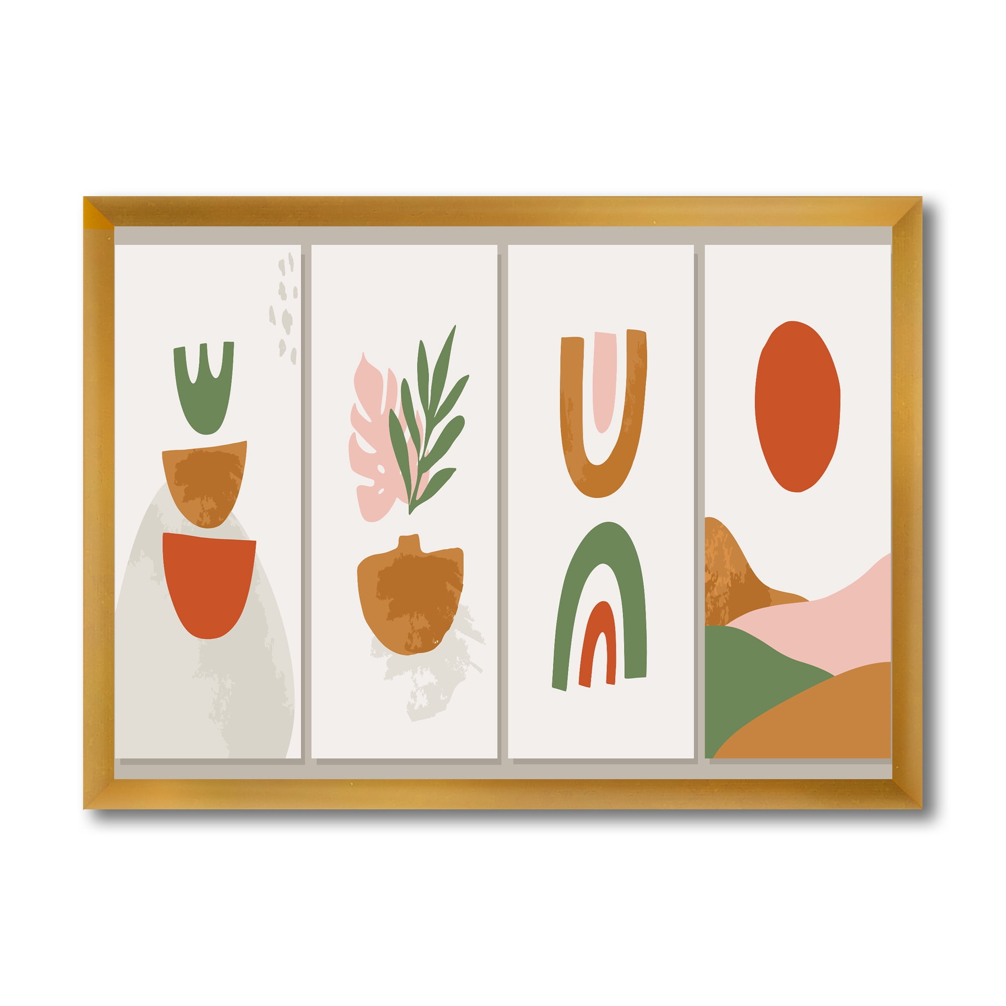 Designart 'Compostion Minimalistic of Organic Shapes VI' Modern Framed Art Print