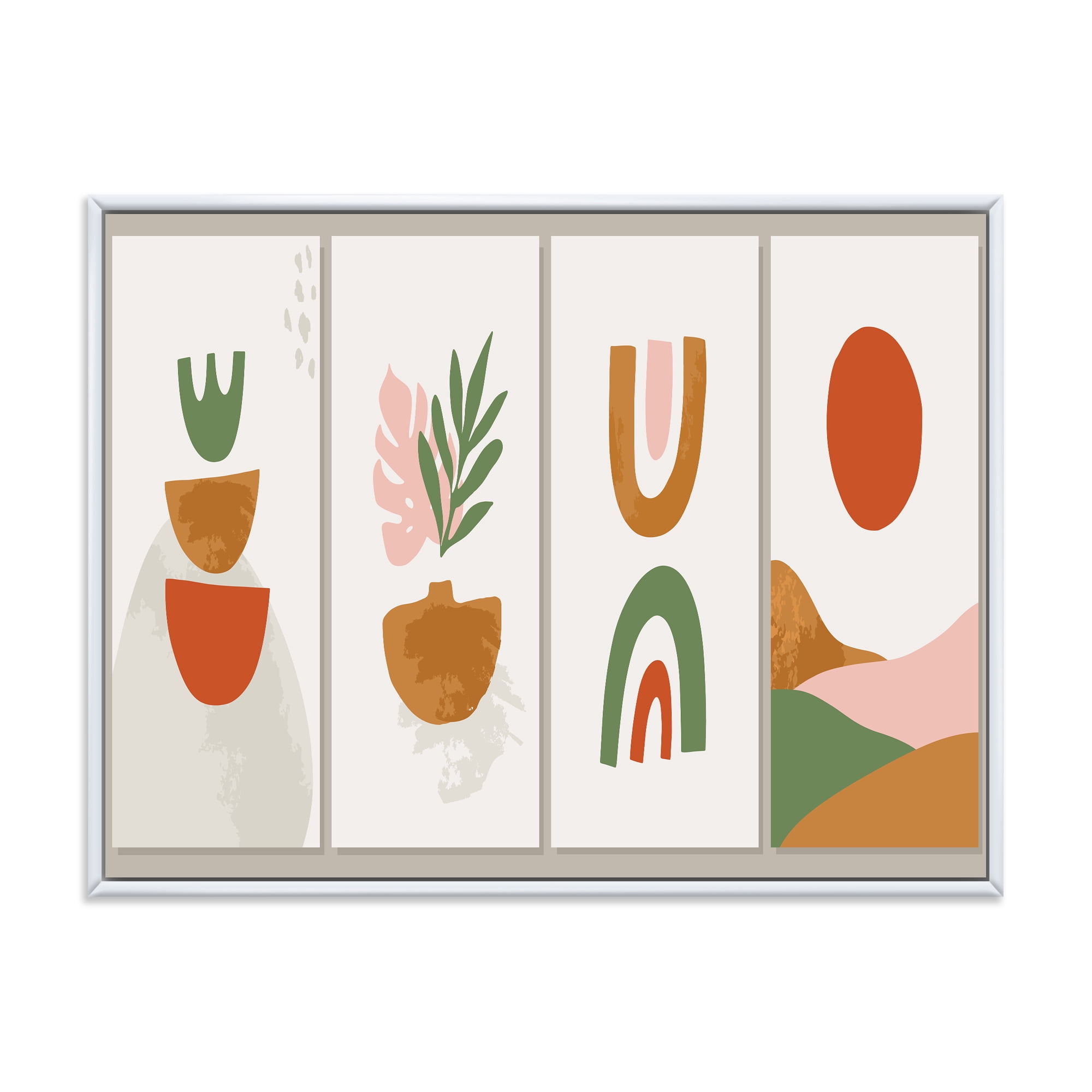 Designart 'Compostion Minimalistic of Organic Shapes VI' Modern Framed Canvas Wall Art Print
