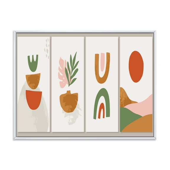 Designart 'Compostion Minimalistic of Organic Shapes VI' Modern Framed Canvas Wall Art Print