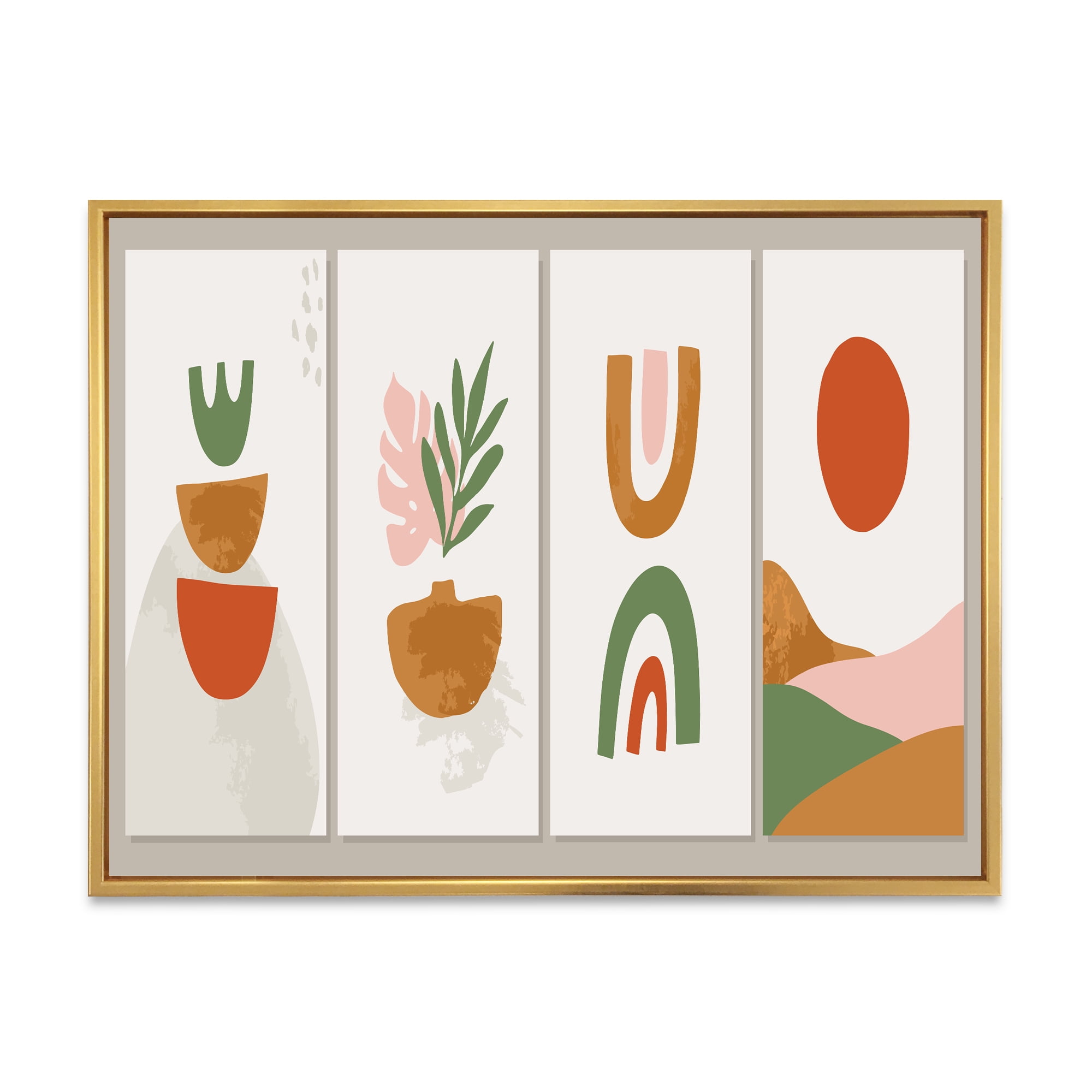 Designart 'Compostion Minimalistic of Organic Shapes VI' Modern Framed Canvas Wall Art Print