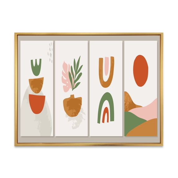 Designart 'Compostion Minimalistic of Organic Shapes VI' Modern Framed Canvas Wall Art Print