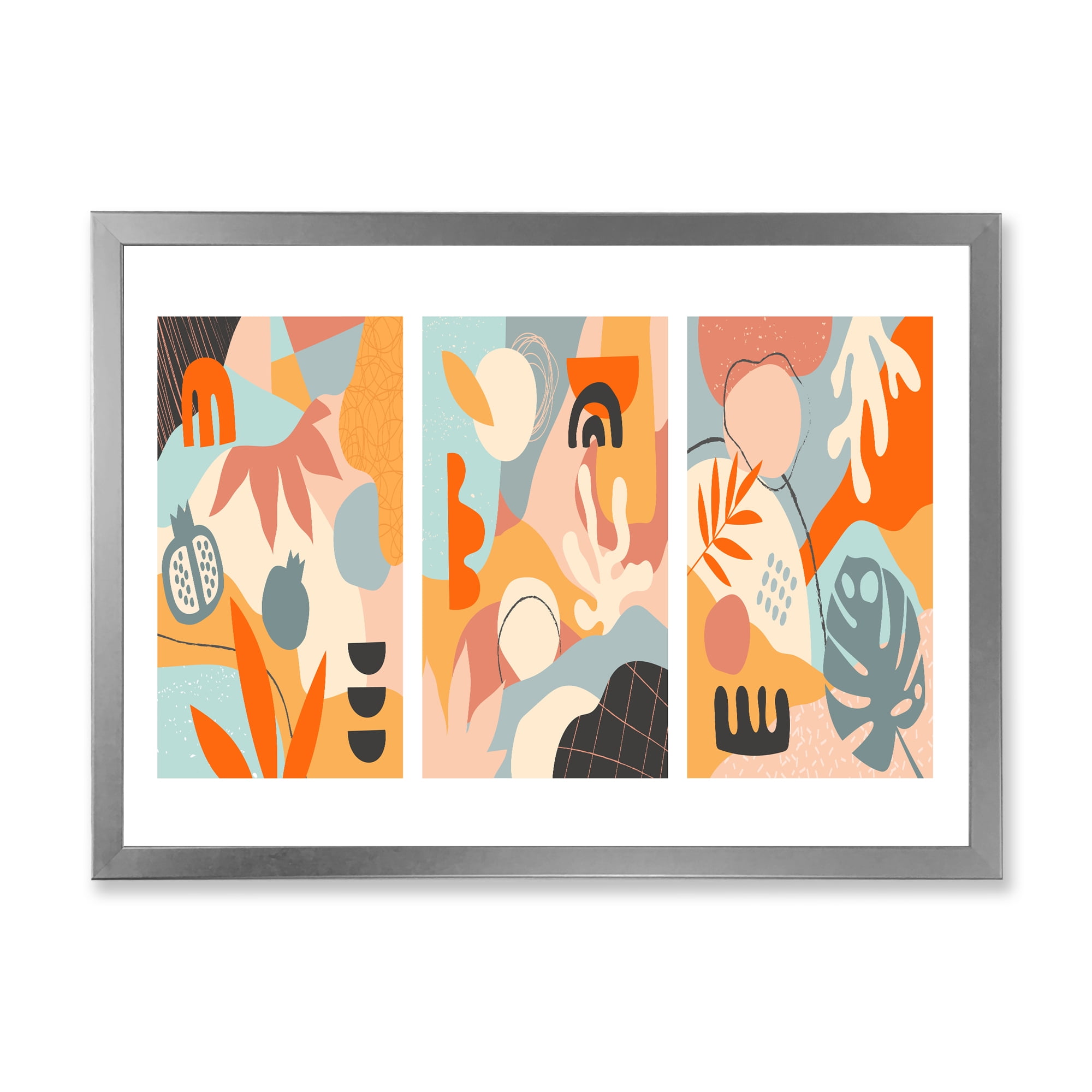 Designart 'Compostion Minimalistic of Organic Shapes VII' Modern Framed Art Print
