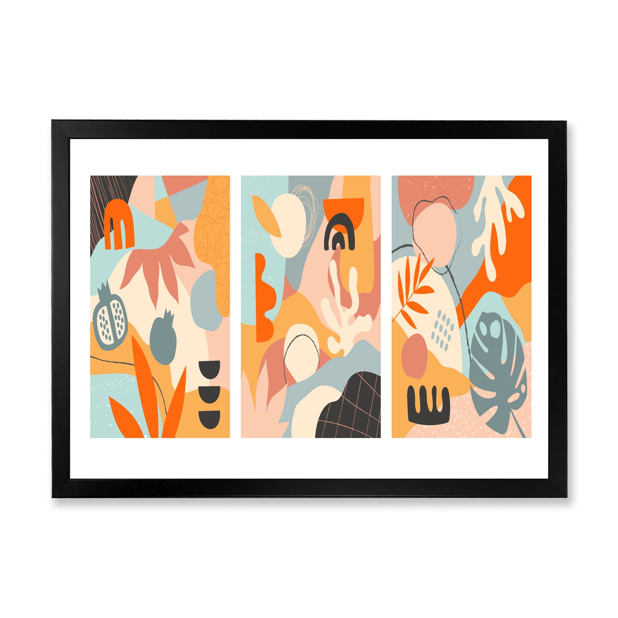 Designart 'Compostion Minimalistic of Organic Shapes VII' Modern Framed Art Print