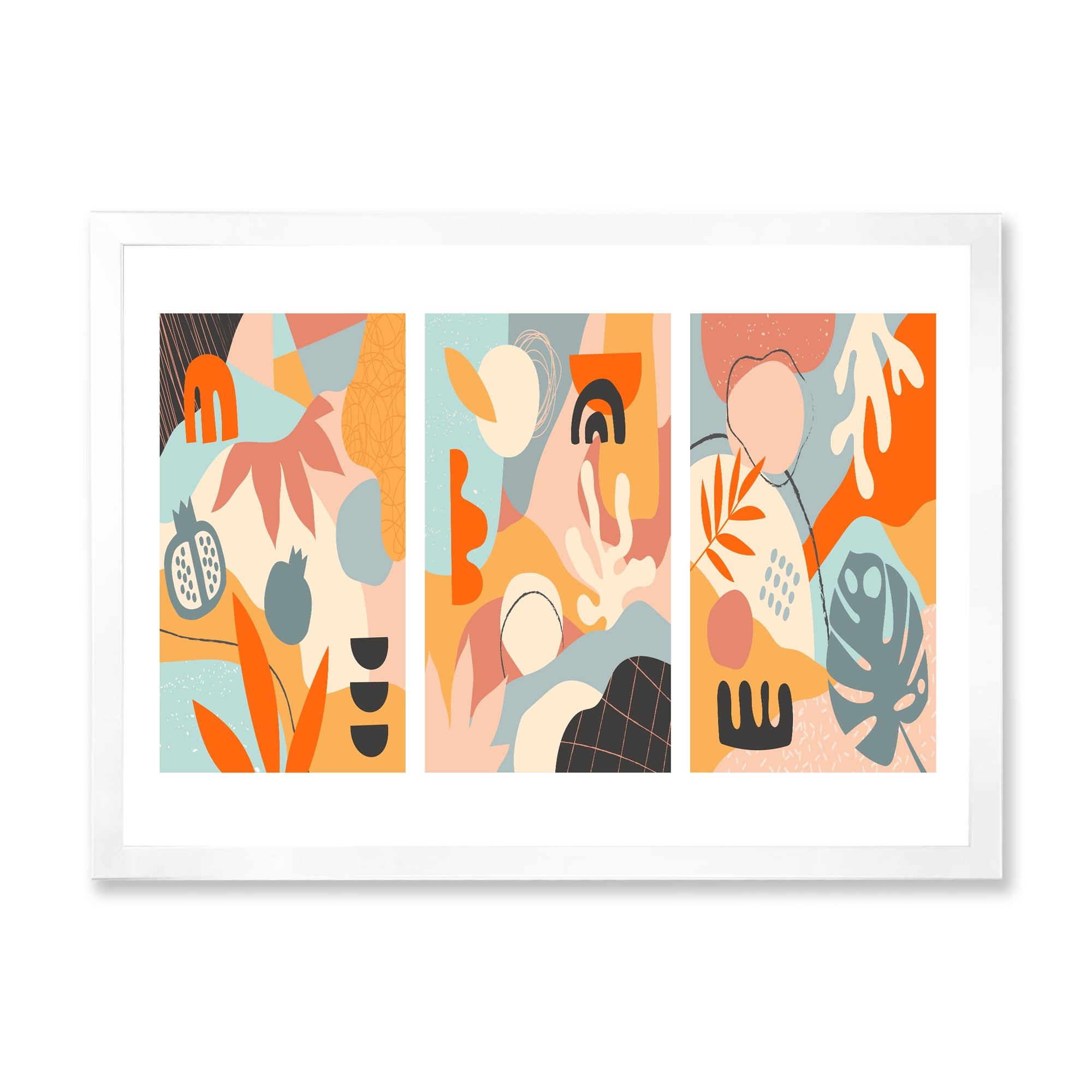 Designart 'Compostion Minimalistic of Organic Shapes VII' Modern Framed Art Print