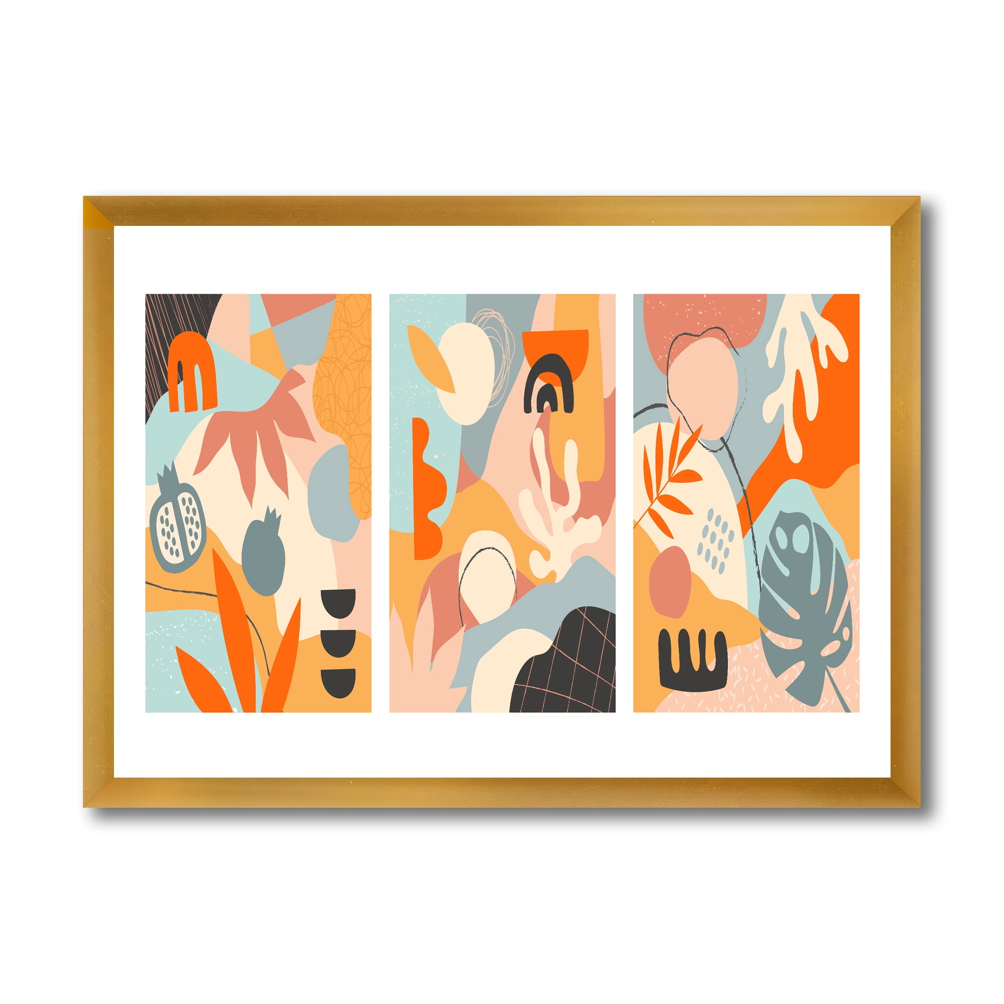 Designart 'Compostion Minimalistic of Organic Shapes VII' Modern Framed Art Print