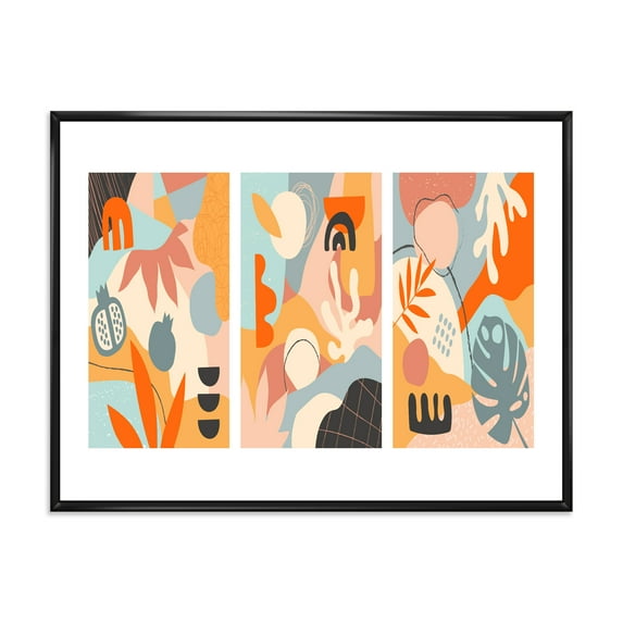 Designart 'Compostion Minimalistic of Organic Shapes VII' Modern Framed Canvas Wall Art Print