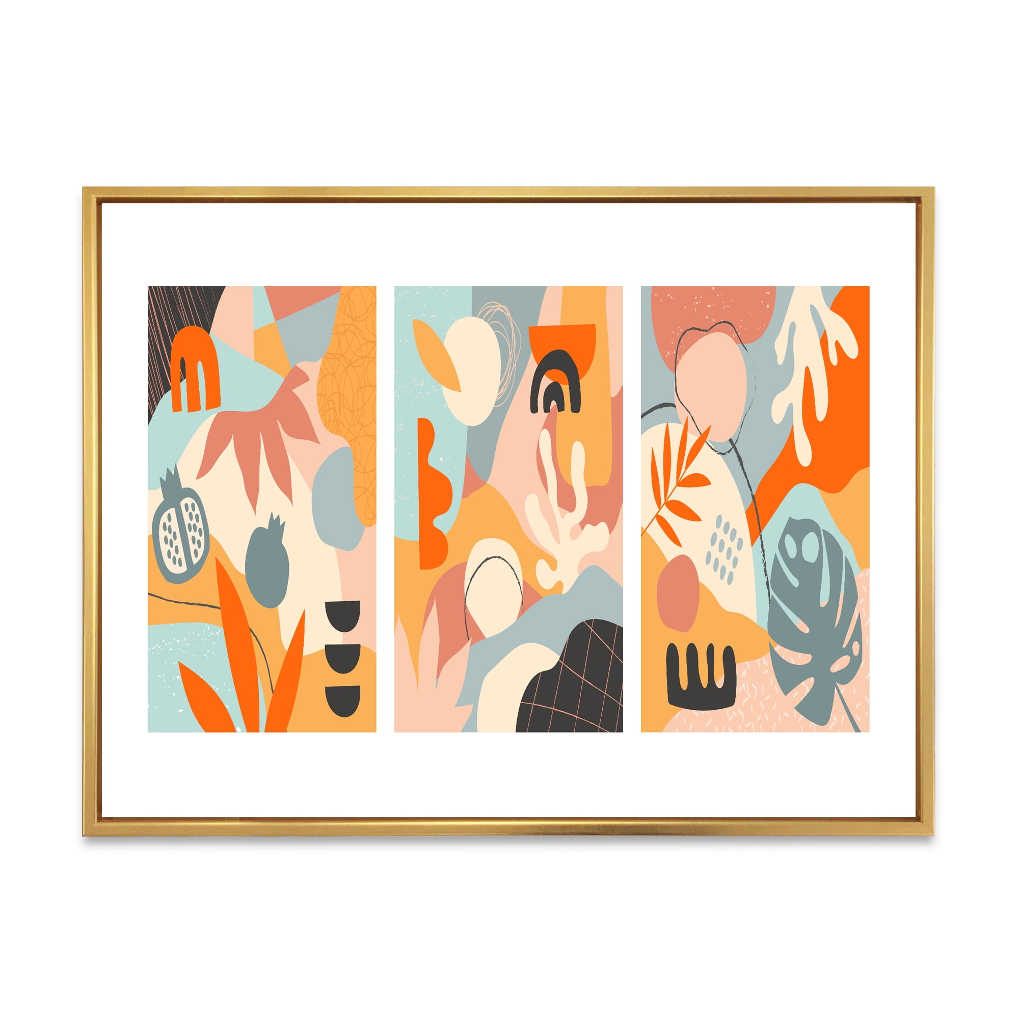 Designart 'Compostion Minimalistic of Organic Shapes VII' Modern Framed Canvas Wall Art Print