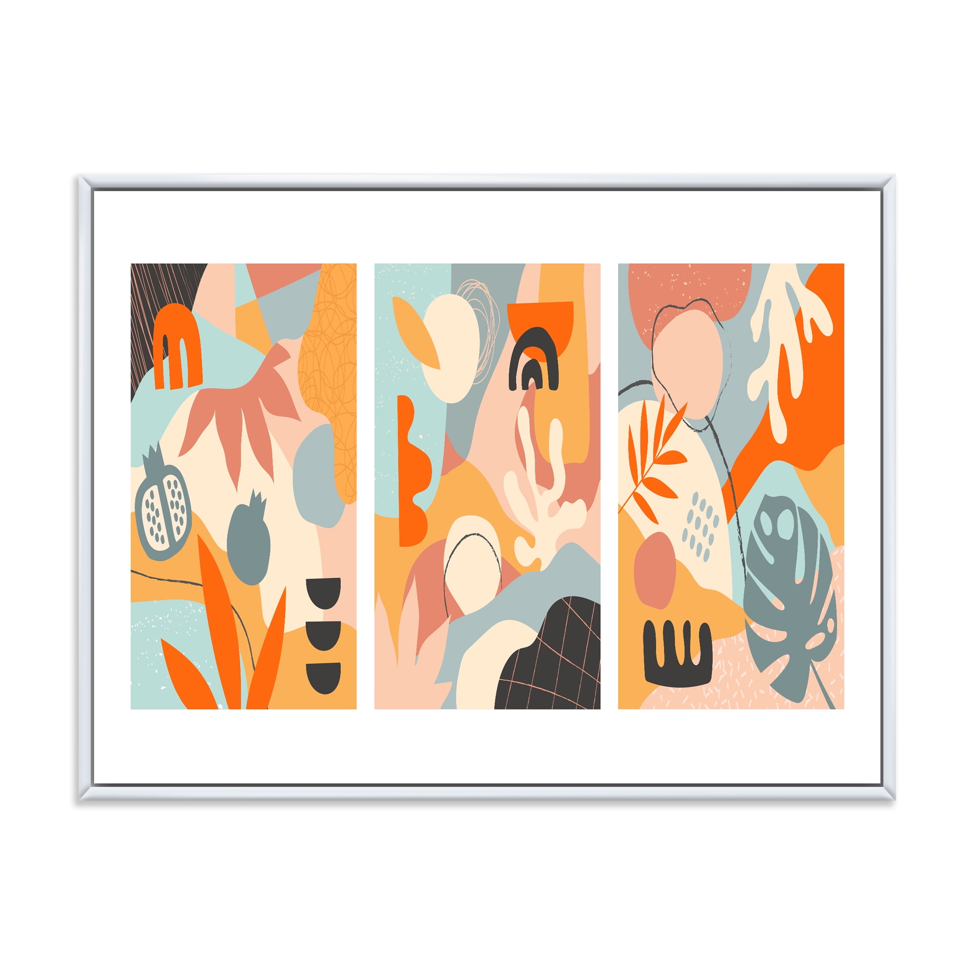 Designart 'Compostion Minimalistic of Organic Shapes VII' Modern Framed Canvas Wall Art Print