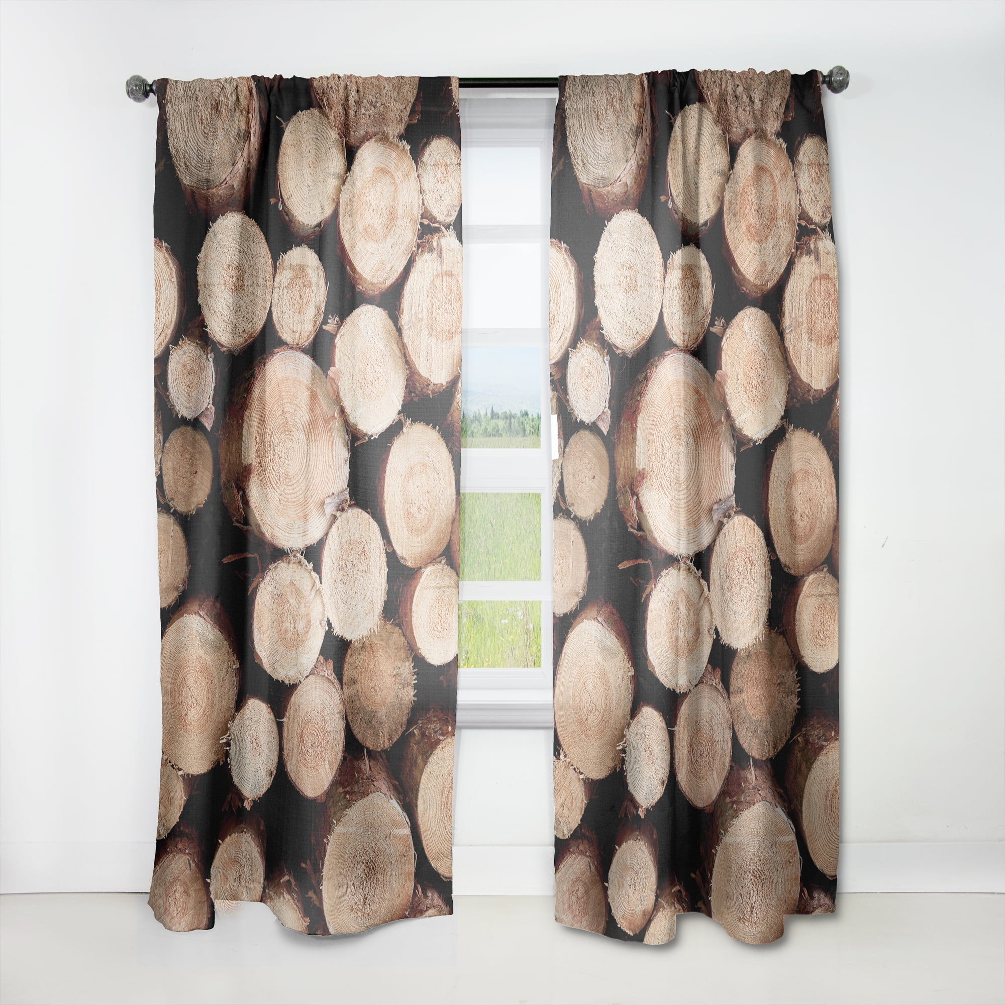 Designart 'Concentric Circle Of Firewood Log' Traditional Curtain Panel