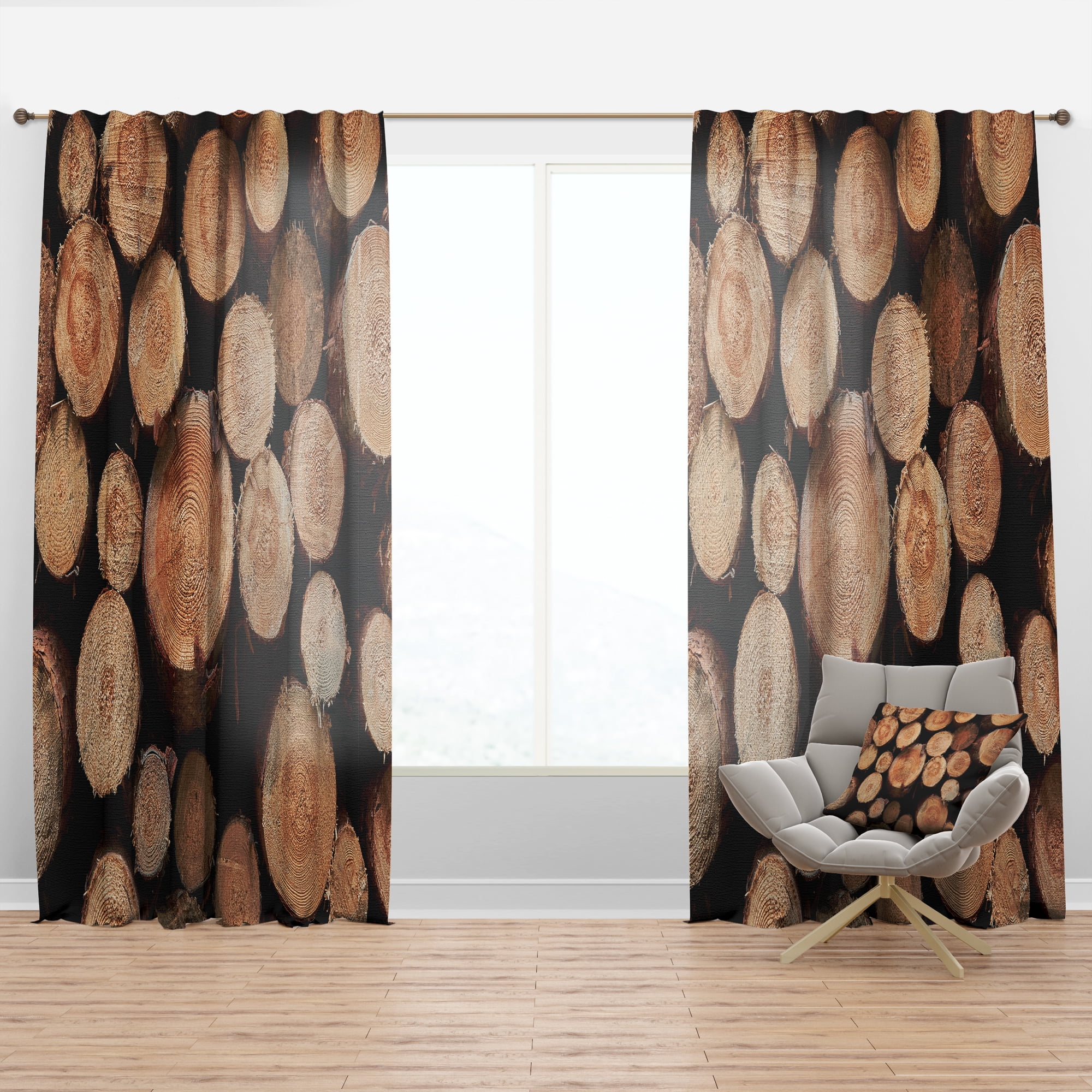 Designart 'Concentric Circle Of Firewood Log' Traditional Curtain Panel