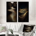 thumbnail image 1 of Designart "Concentric Sunlight Golden Waves II" Abstract Shapes Framed Wall Art Set Of 2 - Transitional Gold Framed Canvas Set For Living Room Decor, 1 of 6