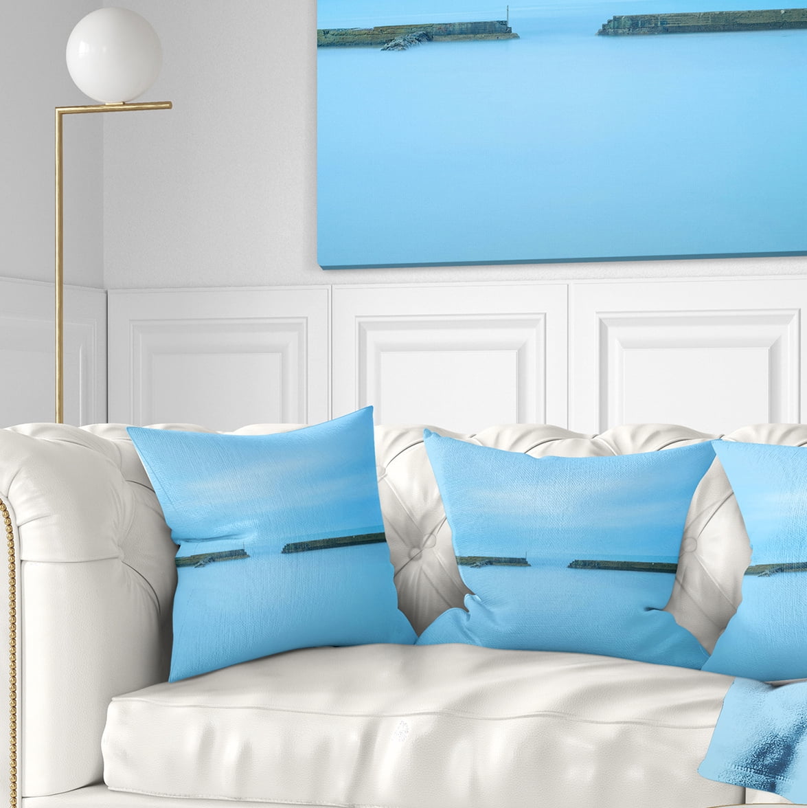 Designart Concrete Pier and Stairs - Seascape Throw Pillow - 16x16