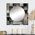 thumbnail image 1 of Designart "Concrete Wall Optical Art" 0 Grey Large Square Mirror - Square Bedroom Mirror Printed Wall Decor - Modern Square Printed Wall Mirror Art, 1 of 5