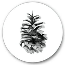 Designart 'Conifer Cone Black and White' Traditional Circle Metal Wall Art 36x36 - Disc of 36