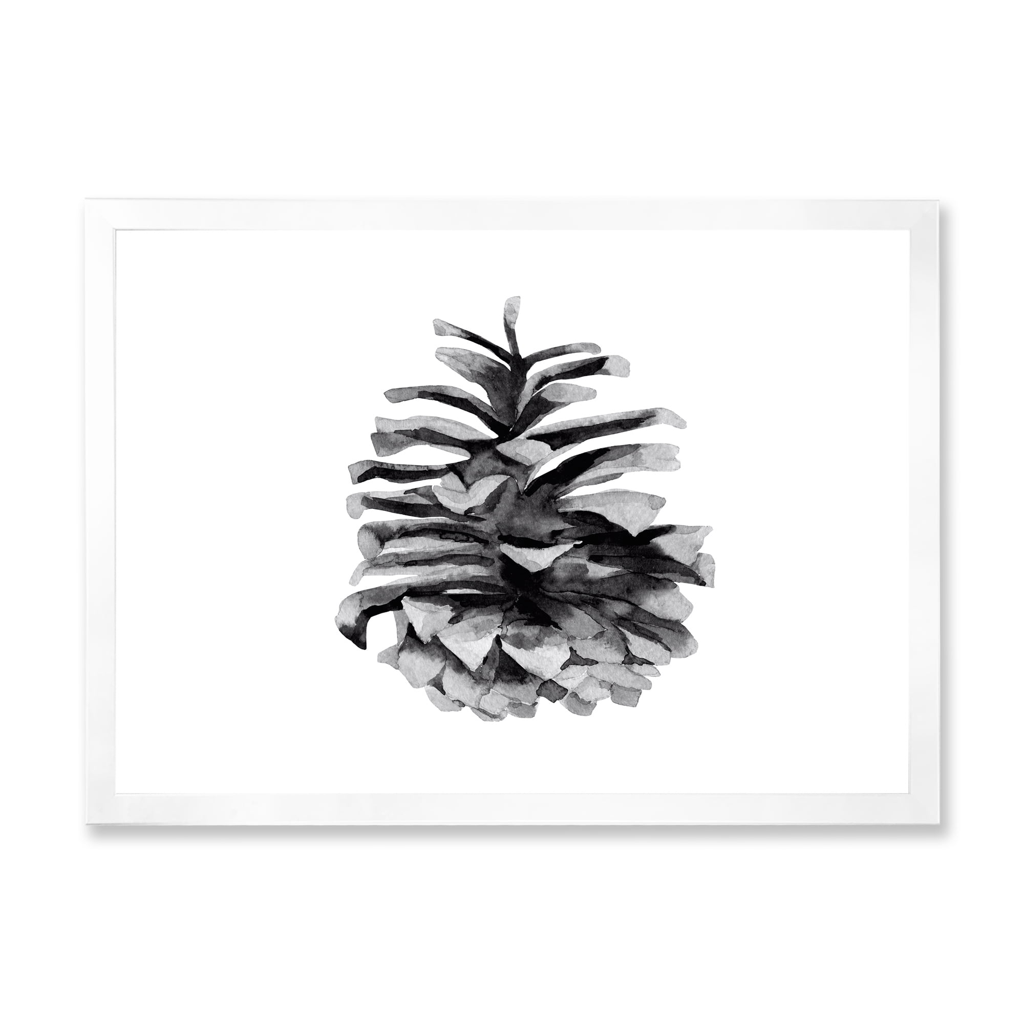 Designart 'Conifer Cone Black and White' Traditional Framed Art Print