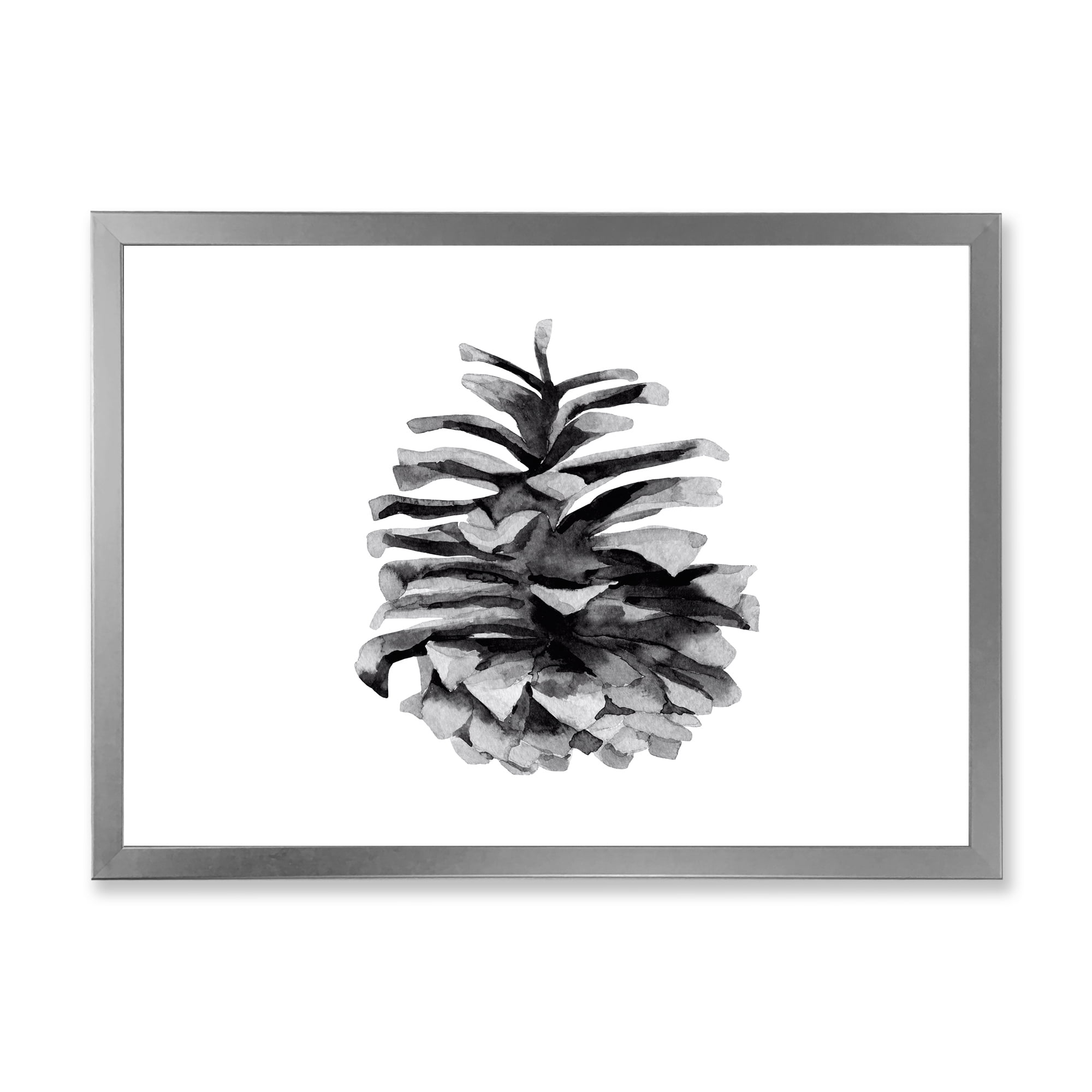 Designart 'Conifer Cone Black and White' Traditional Framed Art Print