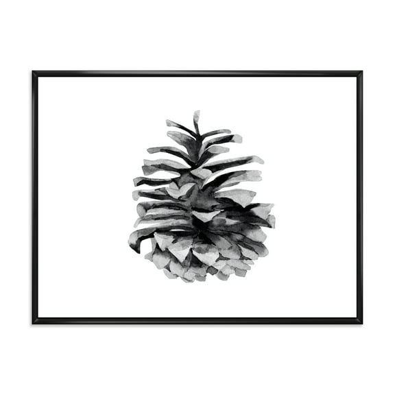 Designart 'Conifer Cone Black and White' Traditional Framed Canvas Wall Art Print