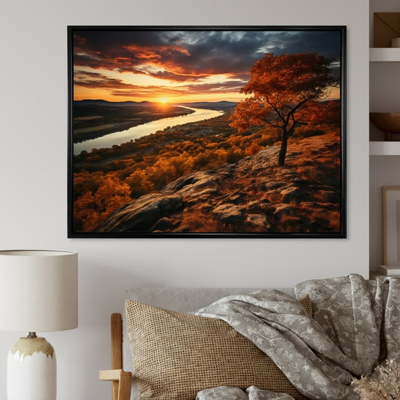 Designart "Connecticut horizon II" Landscapes Floater Framed Canvas Wall Art