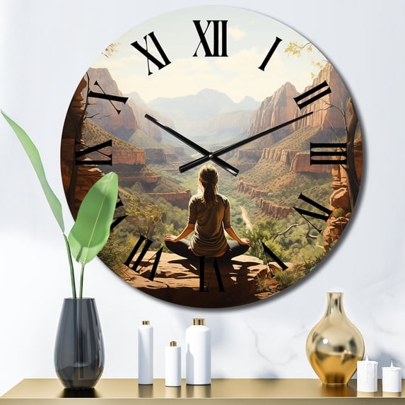 Designart "Connecting with Nature Through Yoga" Yoga Oversized Wall Clock