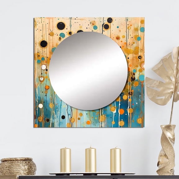 Designart "Considering the Possibilities V" Minimalism Brown Large Square Mirror - Square Bedroom Mirror Printed Wall Decor - Transitional Square Printed Wall Mirror Art