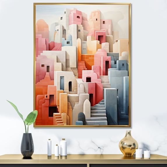 Designart "Constructed Horizons in Constructivism IX" Abstract Floater Framed Canvas Art Print