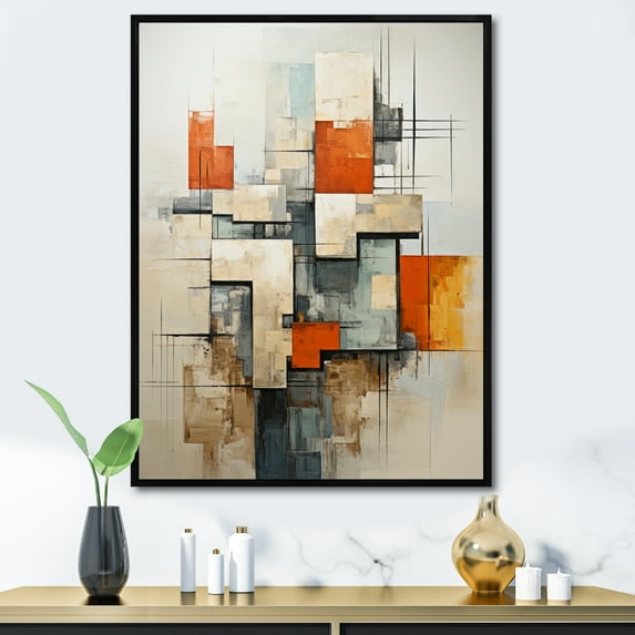 Designart "Constructed Horizons in Constructivism VI" Abstract Floater Framed Canvas Wall Art