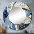 thumbnail image 1 of Designart "Constructing Blue Realms in Blue and Gold I" Abstract Shapes Round Mirror Wall Décor Coastal - Large Blue Round Mirror - Round Mirror 29" x 29" Inch, 1 of 5