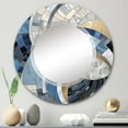 thumbnail image 1 of Designart "Constructing Blue Realms in Blue and Gold I" Abstract Shapes Round Wall Mirror - Modern Oval Printed Decorative Oversized Mirror - Multiple Color Options, 1 of 4