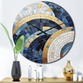thumbnail image 1 of Designart "Constructing Blue Realms in Blue and Gold III" Abstract Shapes Oversized Wall Clock, 1 of 5
