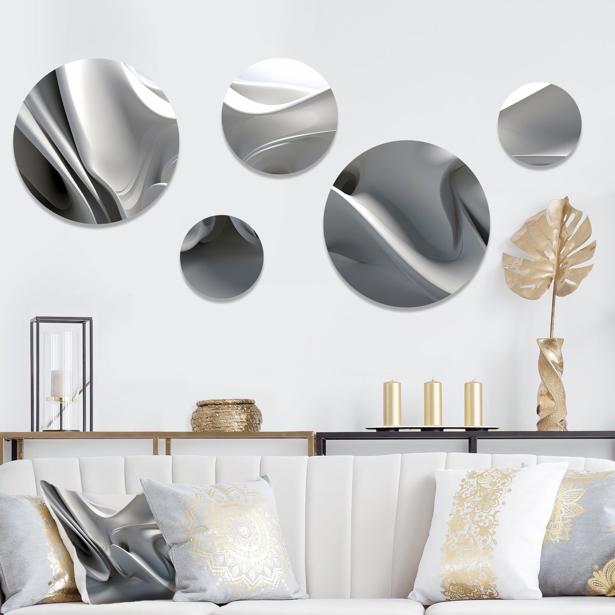 Contemplative Abstraction White and Black Modern Metal Wall Art Set