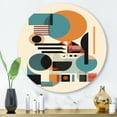 thumbnail image 1 of Designart "Contemplative Space Orange and Blue I" Minimalism Metal Round Art Living Room, 1 of 5